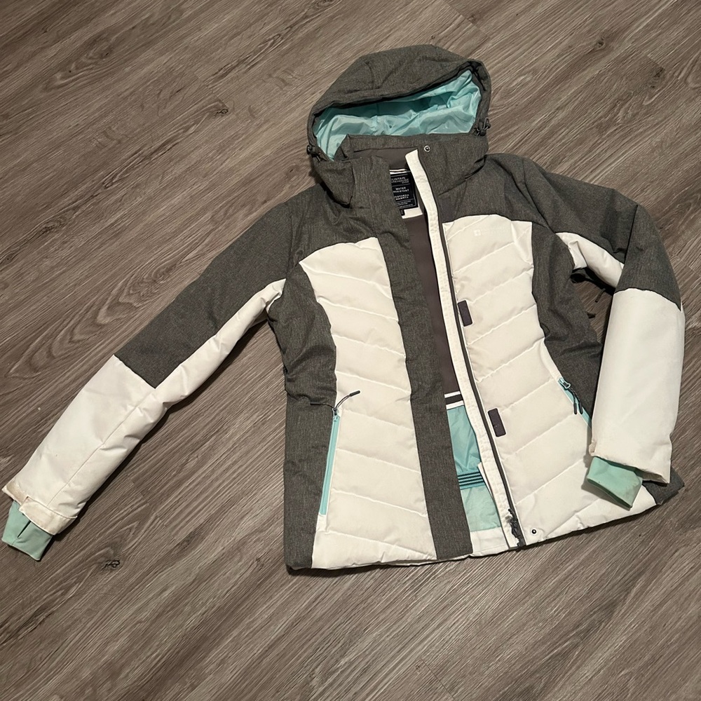 Gray and White Hooded Jacket